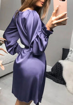 Robe en Satin Violette - Vignette | Création Satin