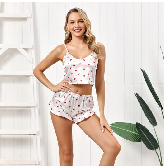 Pyjama Satin Couleur Blanc.