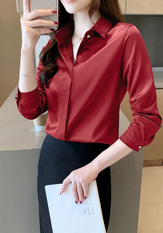 Chemisier Satin Rouge