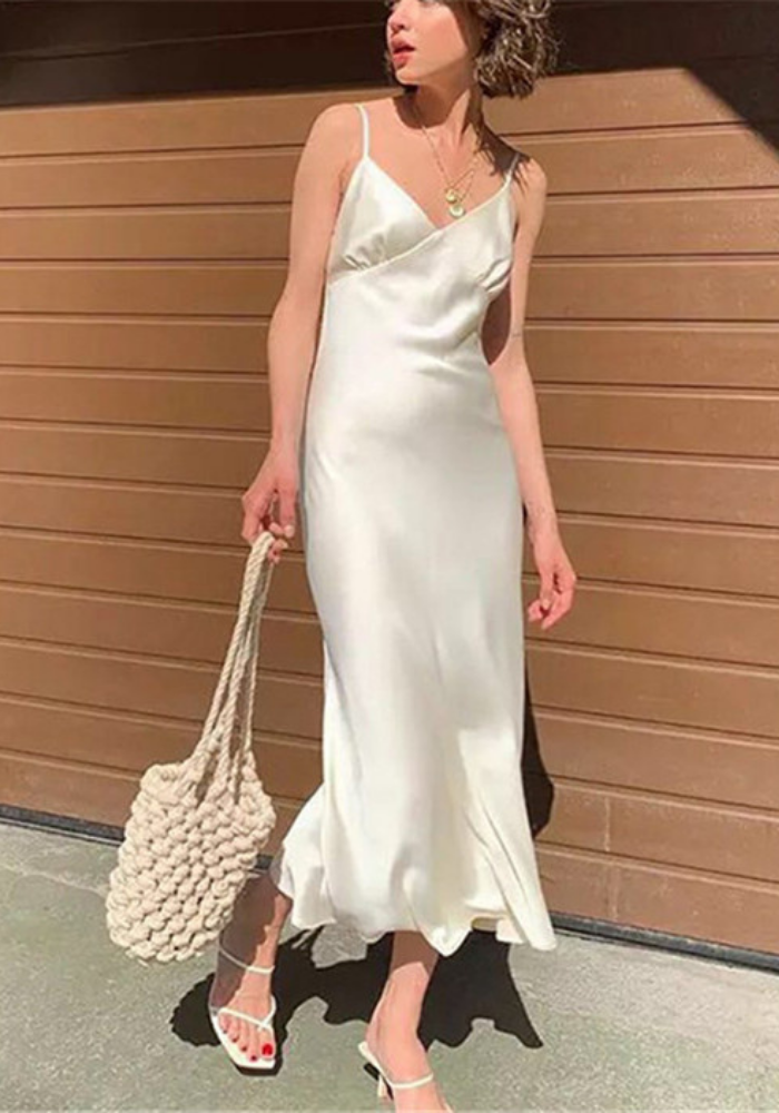 Robe Satin Longue Blanche