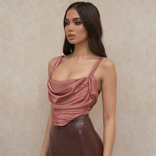 Crop Top en Satin Bustier Pas Cher