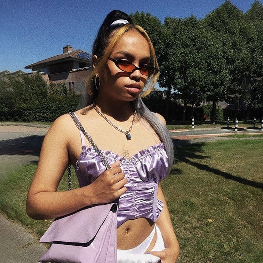 Crop Top Satin Corset Violet.