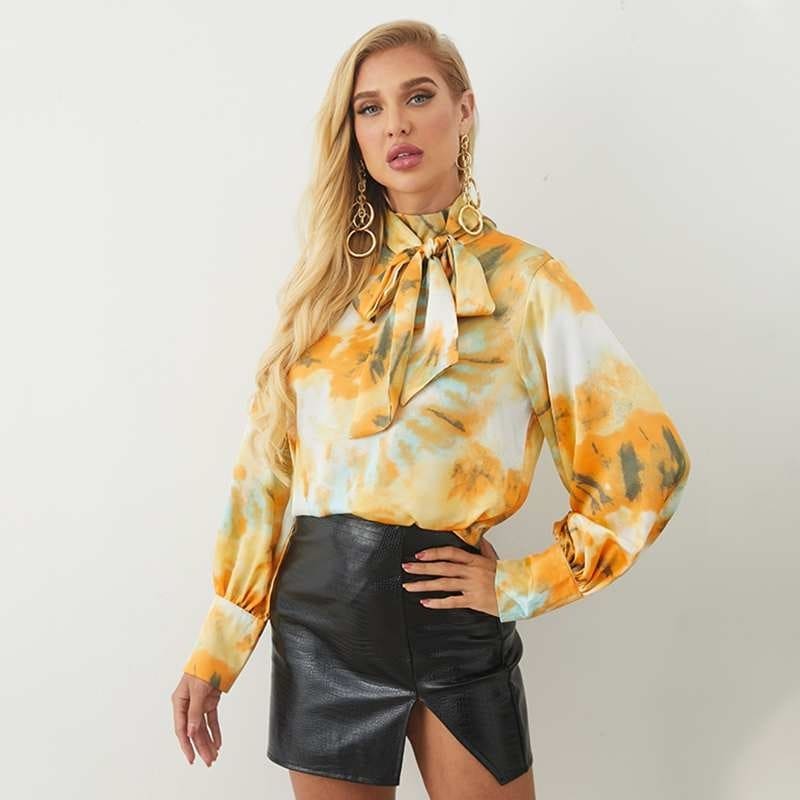 Blouse Satin Imprimé Tie And Dye.