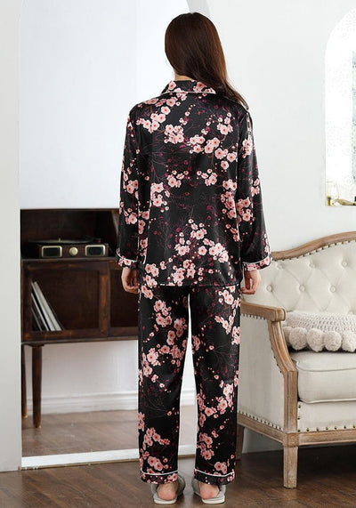 Pyjama Noir Satin Femme Pantalon