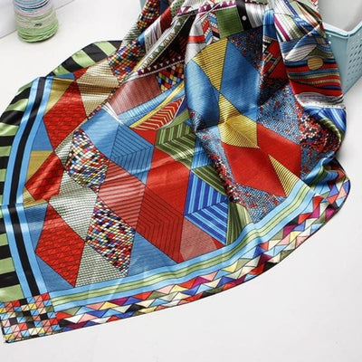 Foulard Satin Multicolore Style Africain.