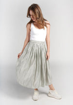 Jupe Satin Plissée Verte - DESTOCKAGE - Vignette | Création Satin