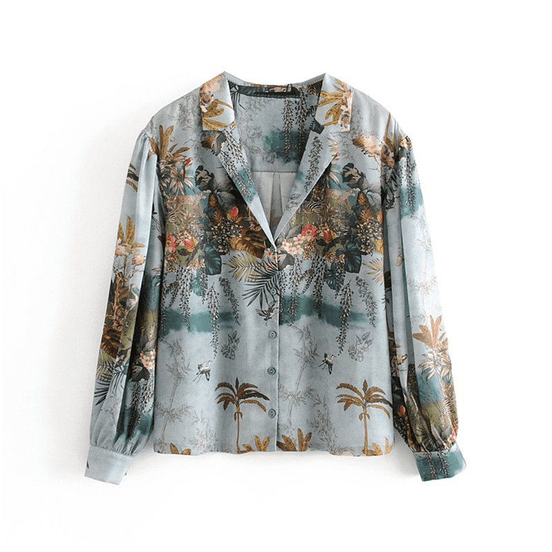 Chemisier Satin Tropical oversize.