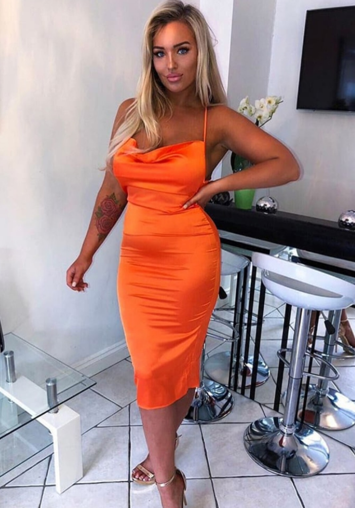 Robe en Satin Orange