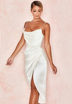 Robe Blanche Satin Sexy - DESTOCKAGE - Vignette | Création Satin