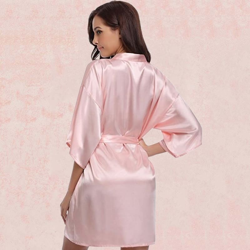 Kimono En Tissu Satin Rose.