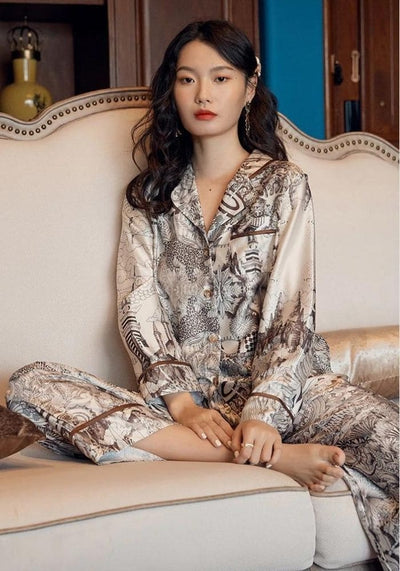 Pyjama Satin Femme Luxe imprimé