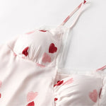 Ensemble Pyjama Satin Rose Coeur - Vignette | Création Satin