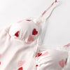 Ensemble Pyjama Satin Rose Motif Coeur.