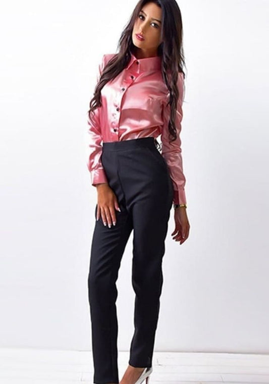 Chemisier Satin Rose Femme