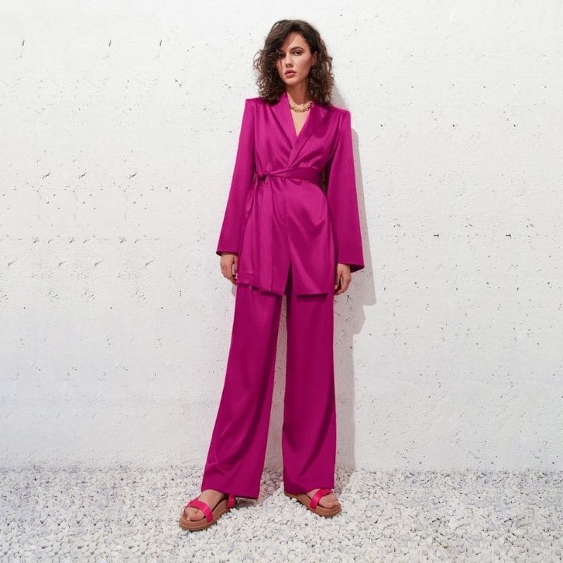 Pantalon Slim Pantalon Rose Zara Femme Pantalon Ajusté Enduit à