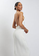 Robe Satin Blanche Dos Ouvert - DESTOCKAGE - Vignette | Création Satin