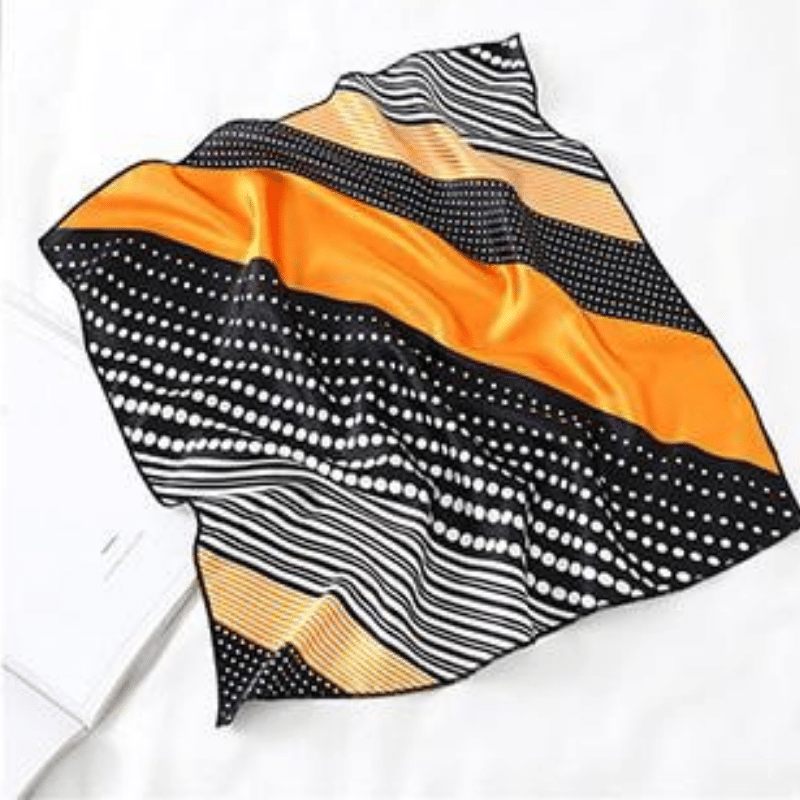 Bandana Satin Noir Orange Design.