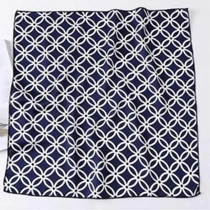 Bandana Satin Bleu Marine Imprimé.