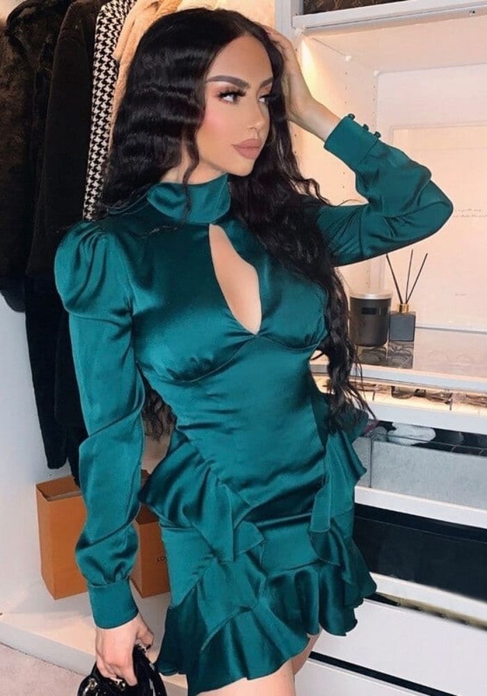 Robe Satin Verte Sapin