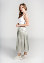 Jupe Satin Plissée Verte - DESTOCKAGE - Vignette | Création Satin