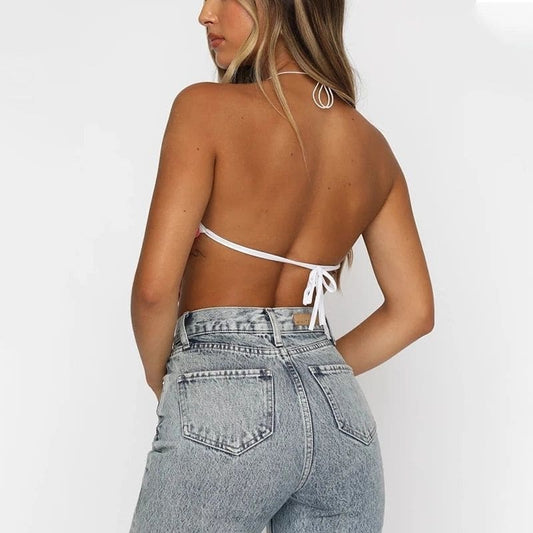 Crop Top Satin Bleu Ciel Pas cher