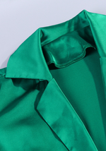 Robe Satin Croisée Verte - Vignette | Création Satin