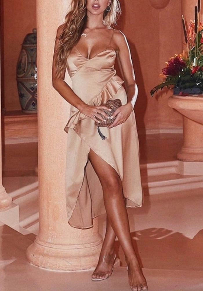 Robe Satin Asymétrique