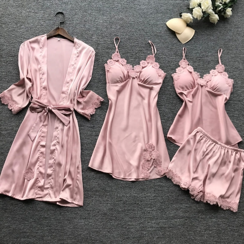 Ensemble Pyjama Satin Rose.