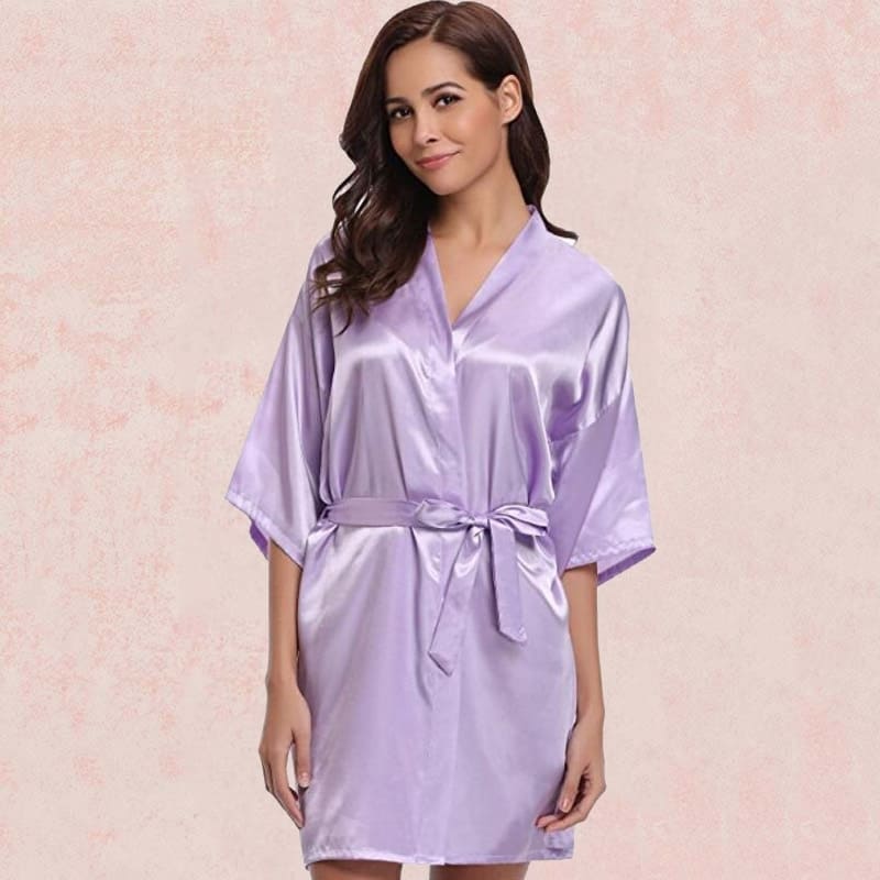 Kimono Femme Satin Violet.
