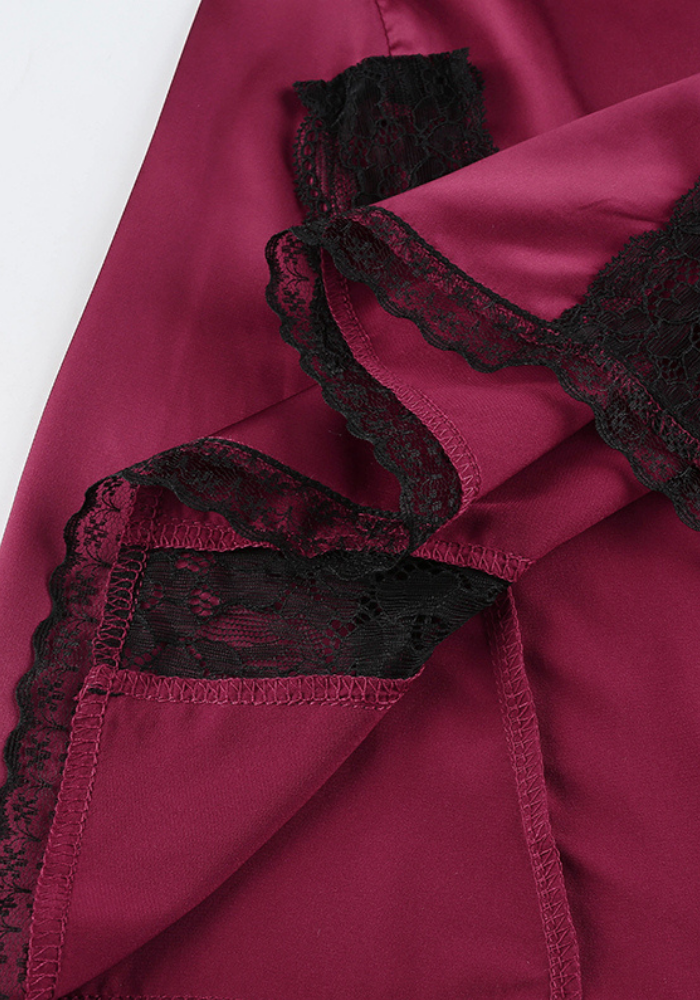 Robe Nuisette Satin bordeaux