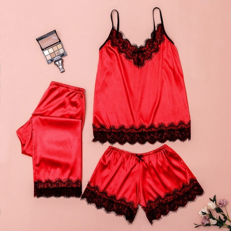 Ensemble Pyjama Satin Rouge.