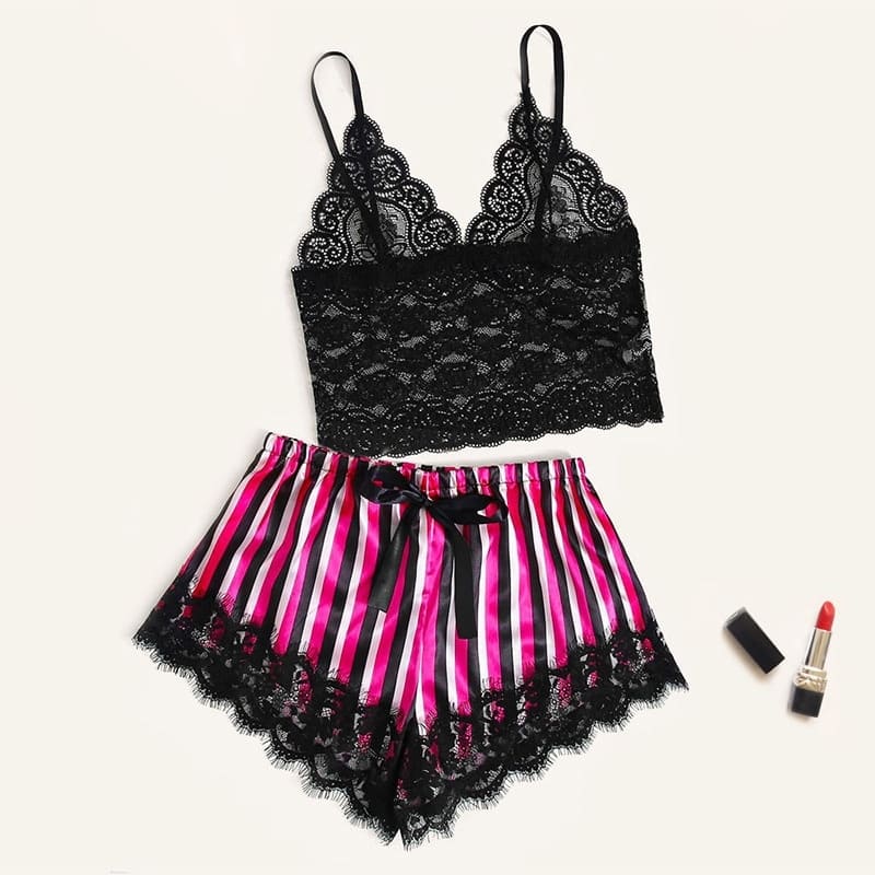 Pyjama Satin Femme Rayures.