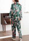 Pyjama Femme Satin Vert fleuri