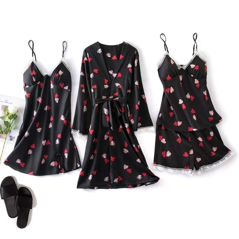 Ensemble Pyjama Satin Noir.