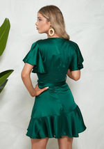 Robe en Satin Verte - Vignette | Création Satin