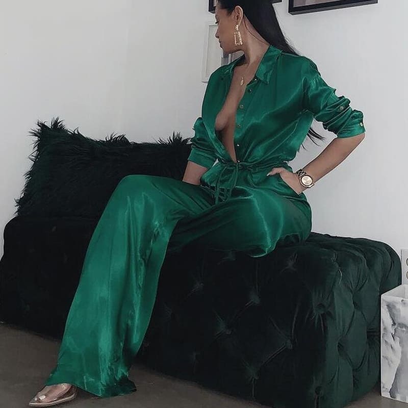 Combinaison Satin Vert.
