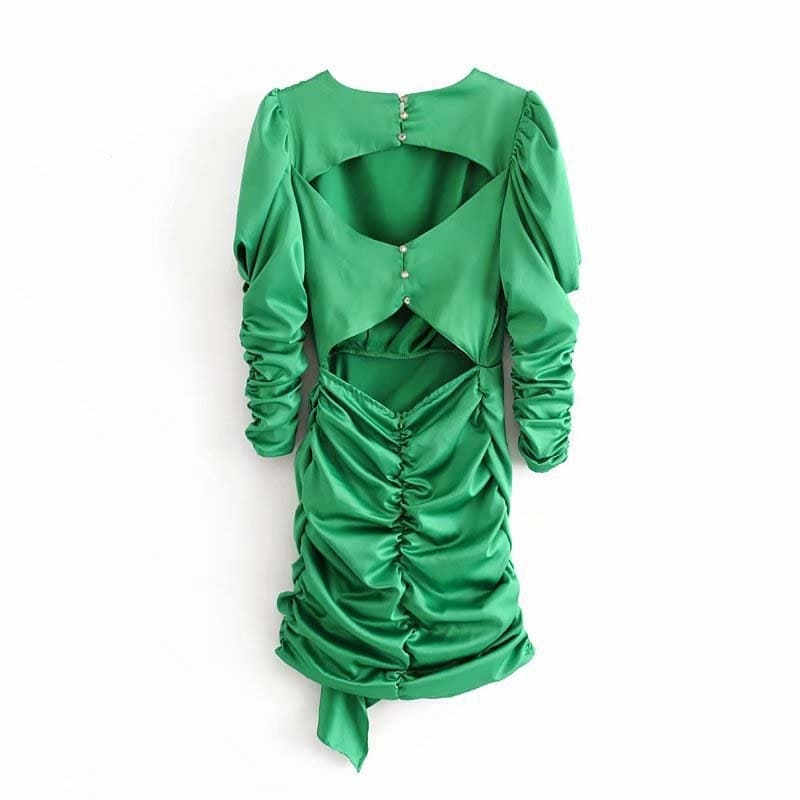 Robe Satin Vert Courte.