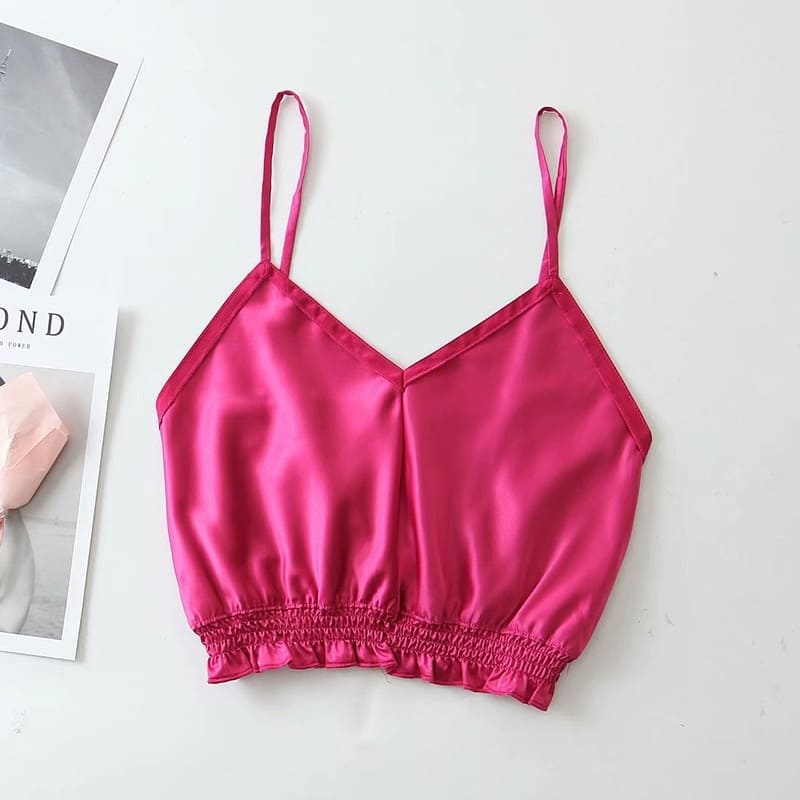 Crop Top Satin Rose Basique.