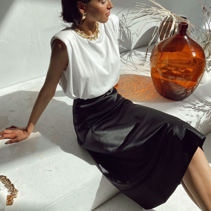 Jupe Satin Noir Pas Cher.