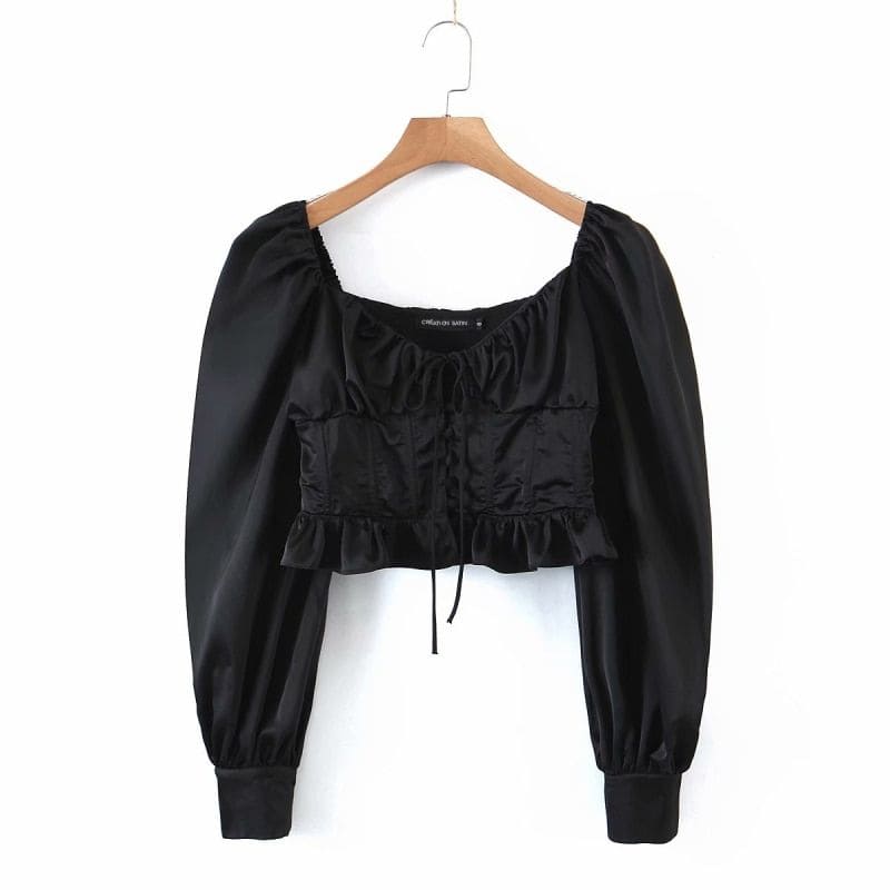 Blouse Satin Bohème noire