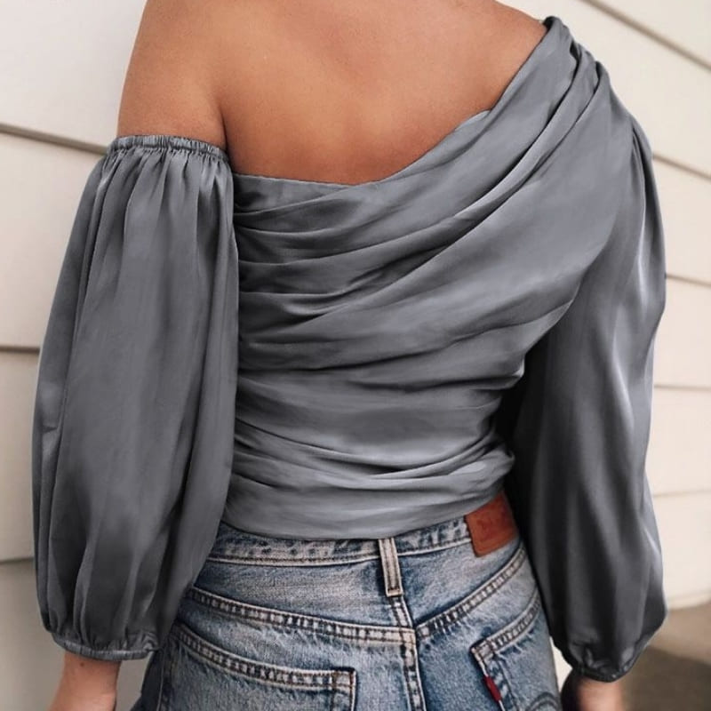 Blouse Satin Coupe Asymétrique.