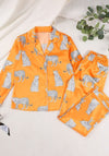Pyjama Satin Femme Orange deux pièces