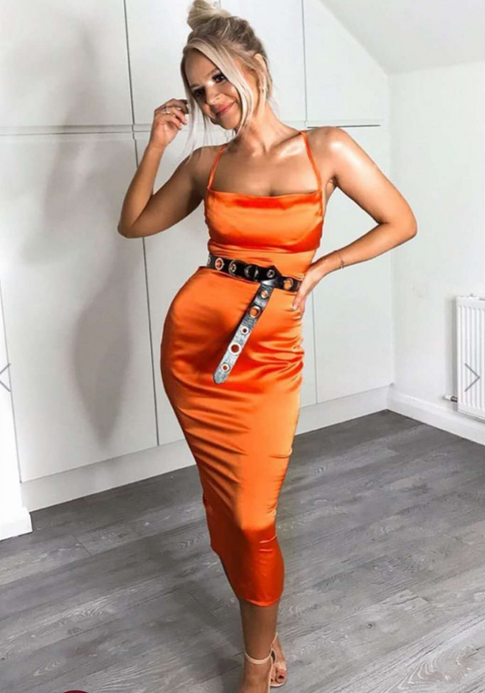 Robe en Satin Orange