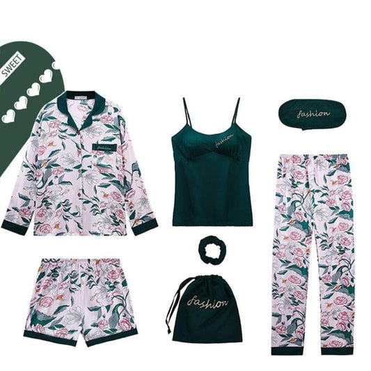 Ensemble Pyjama Short En Satin Imprimé À Fleurs.