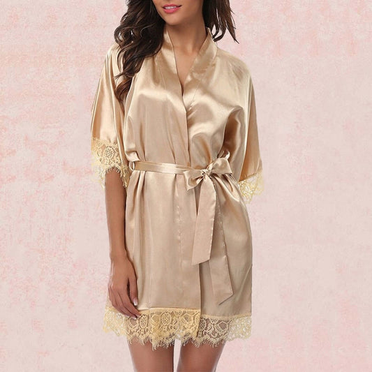 Kimono Satin Couleur Doré.