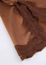 Robe Satin Marron Courte - Vignette | Création Satin