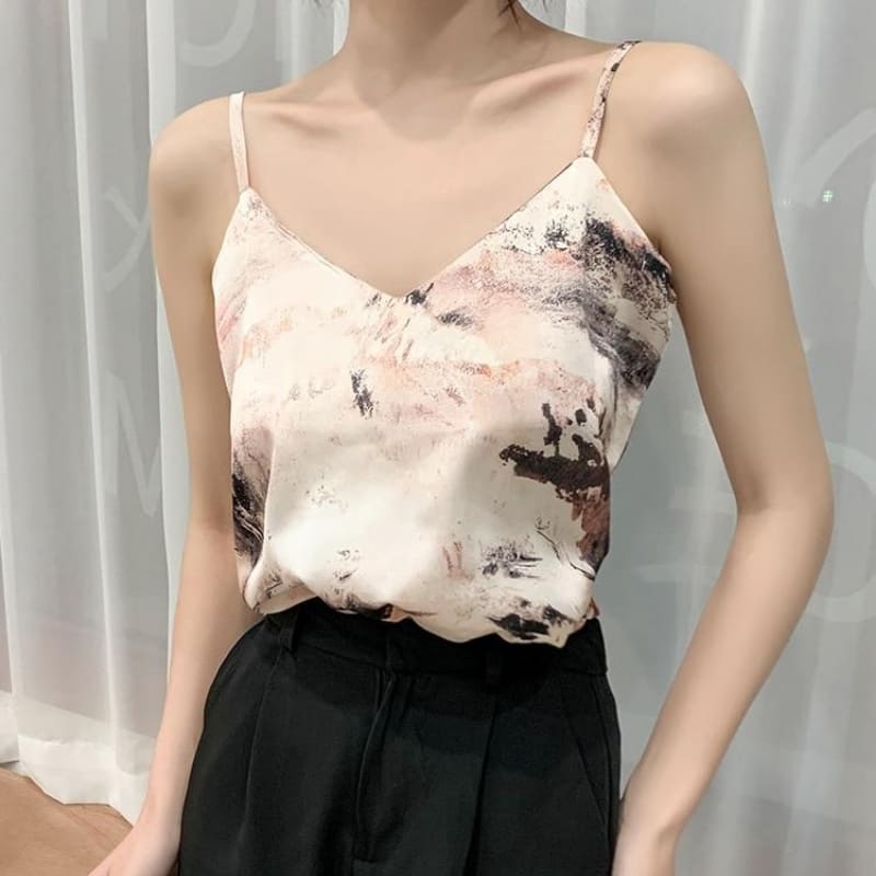 Débardeur Satin Rose Abstrait.