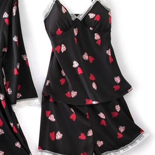 Ensemble Pyjama Satin Couleur Noir.