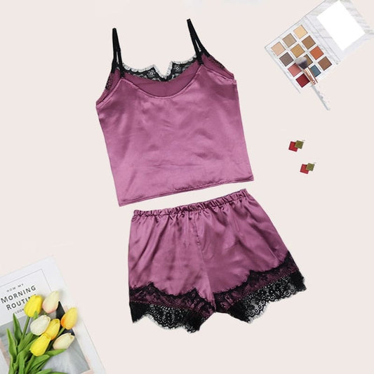 Pyjama Satin Couleur Violet.