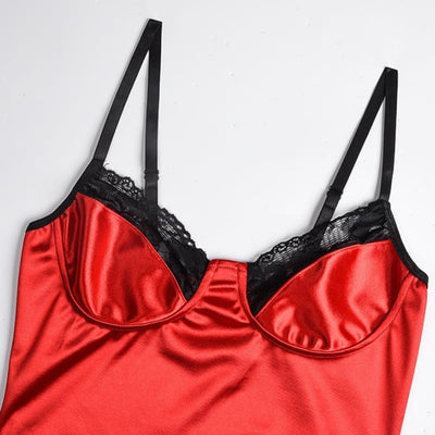Body Satin Couleur Rouge.